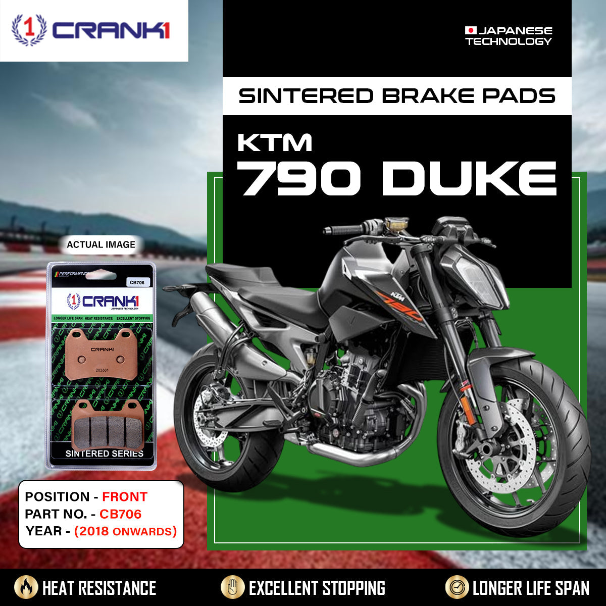 Sintered Brake Pads For KTM 790 Duke 2018 Onwards - Front - CB706 - 2 Sets - CRANK1