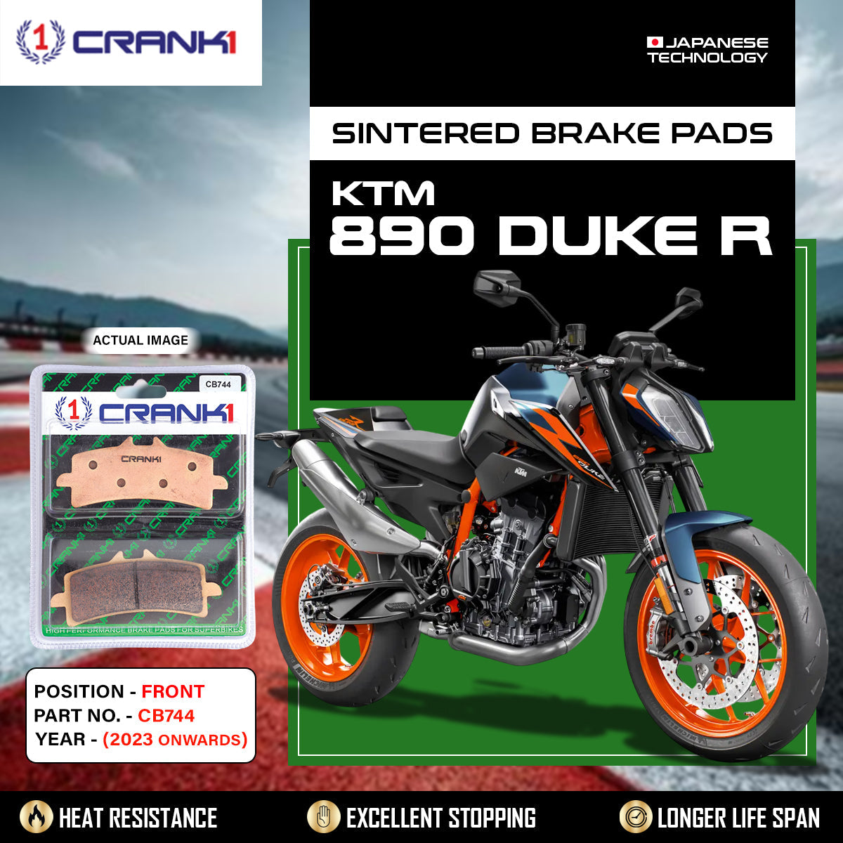 Sintered Brake Pads For KTM 890 Duke R 2023 Onwards - Front - CB744 - 2 Sets - CRANK1
