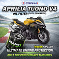 Oil Filter For Aprilia Tuono V4 2021 Onwards - CPO138 - CRANK1