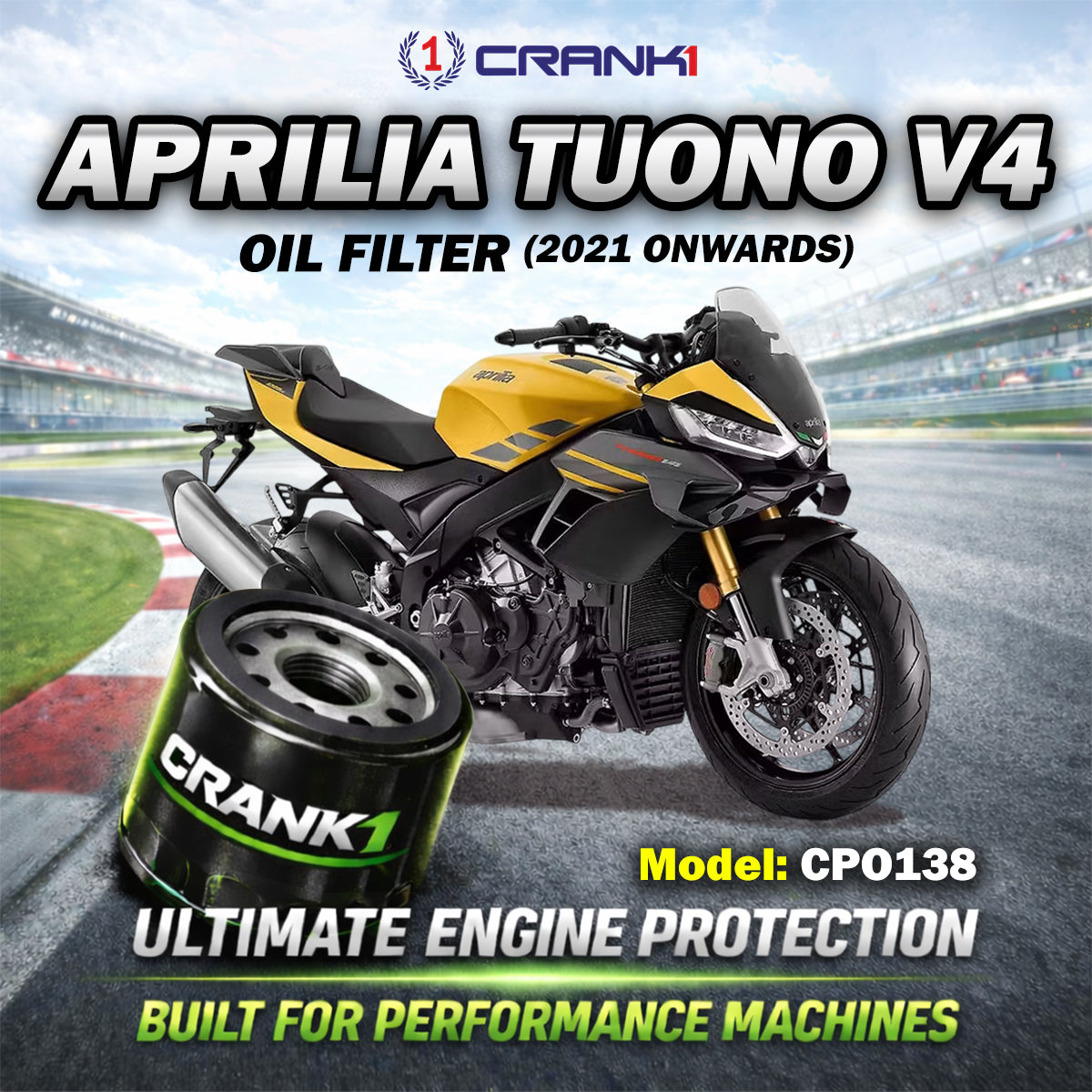 Oil Filter For Aprilia Tuono V4 2021 Onwards - CPO138 - CRANK1