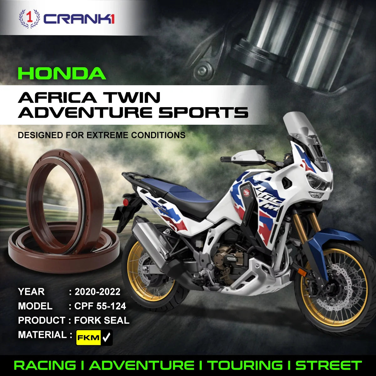 Fork Oil Seals Pair For Honda Africa Twin Adventure Sports 2020-2022 - CPF55-124 - CRANK1