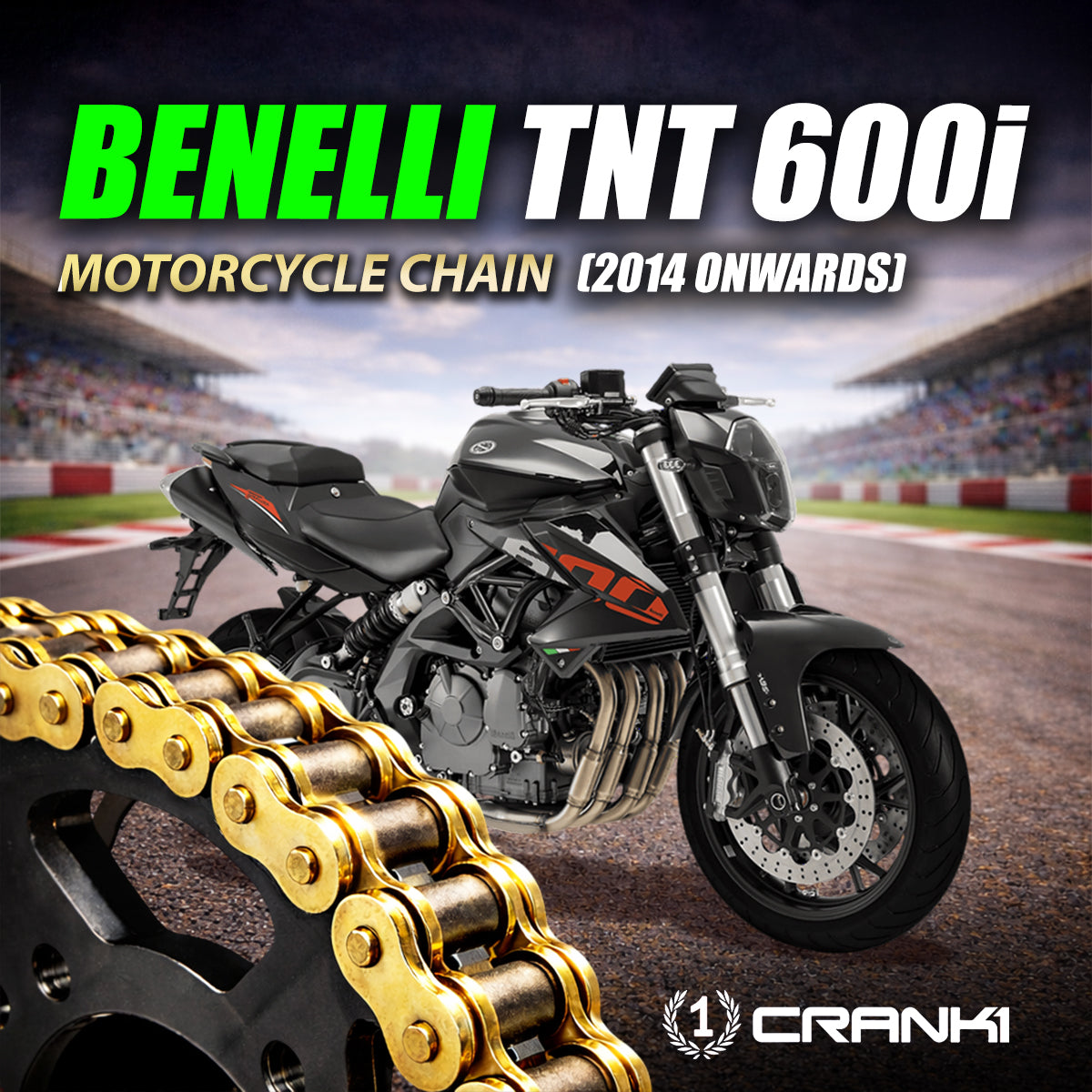 Chain For Benelli TNT 600i 2014 Onwards - 525 Pitch x 118 Links Gold ZVMX - CRANK1