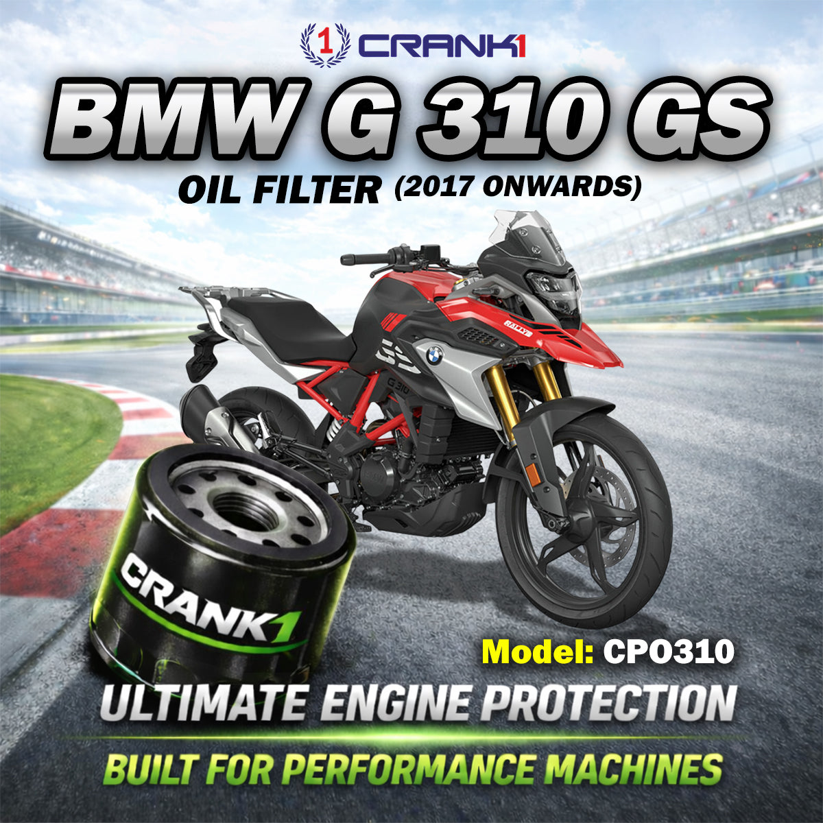 Oil Filter For BMW G 310 GS 2017 Onwards - CPO310 - CRANK1