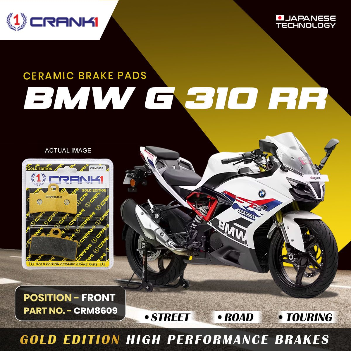 Ceramic Brake Pads For BMW G 310 RR Front CRM8609 1 Set CRANK1