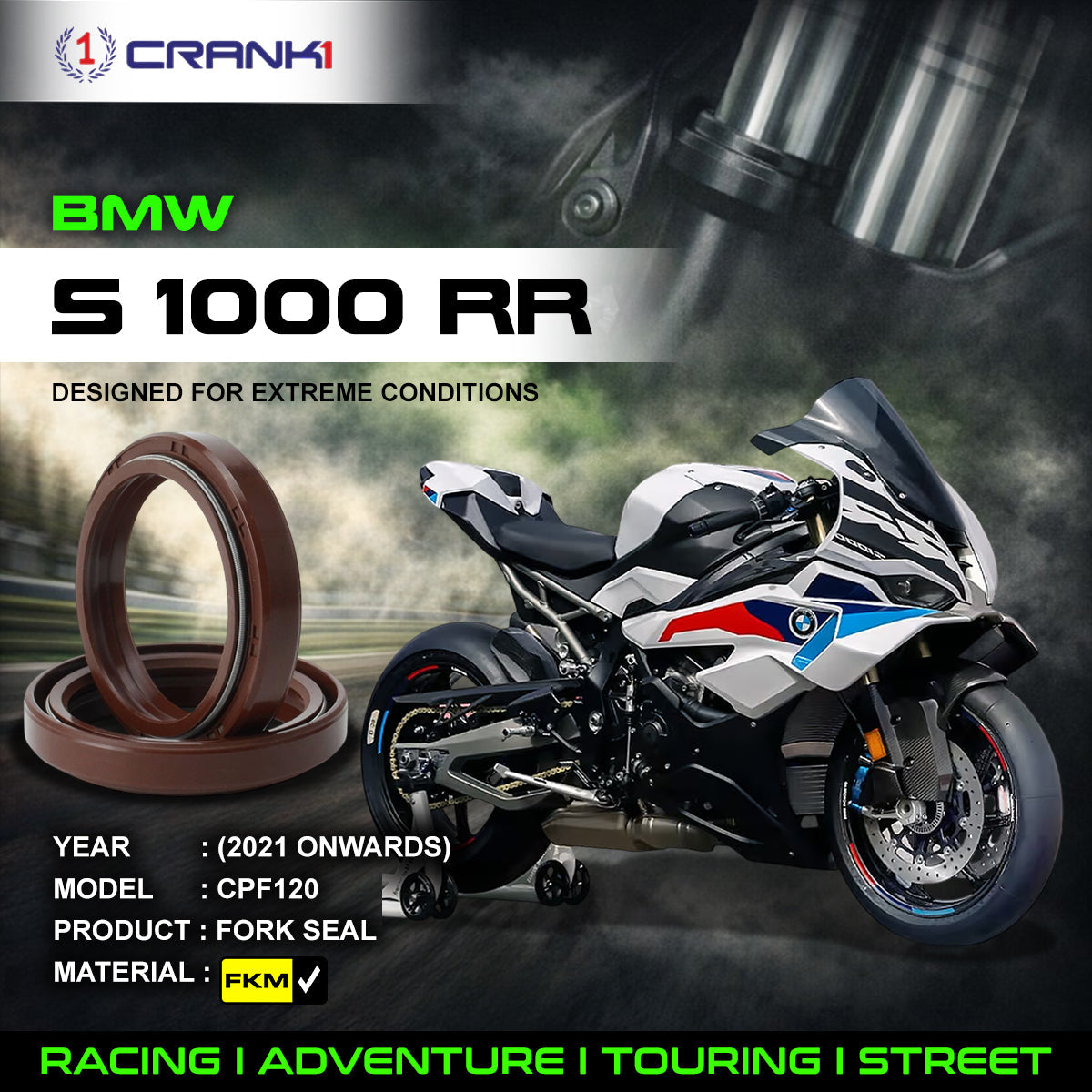 Fork Oil Seals Pair For BMW S 1000 RR 2021 Onwards - CPF120 - CRANK1
