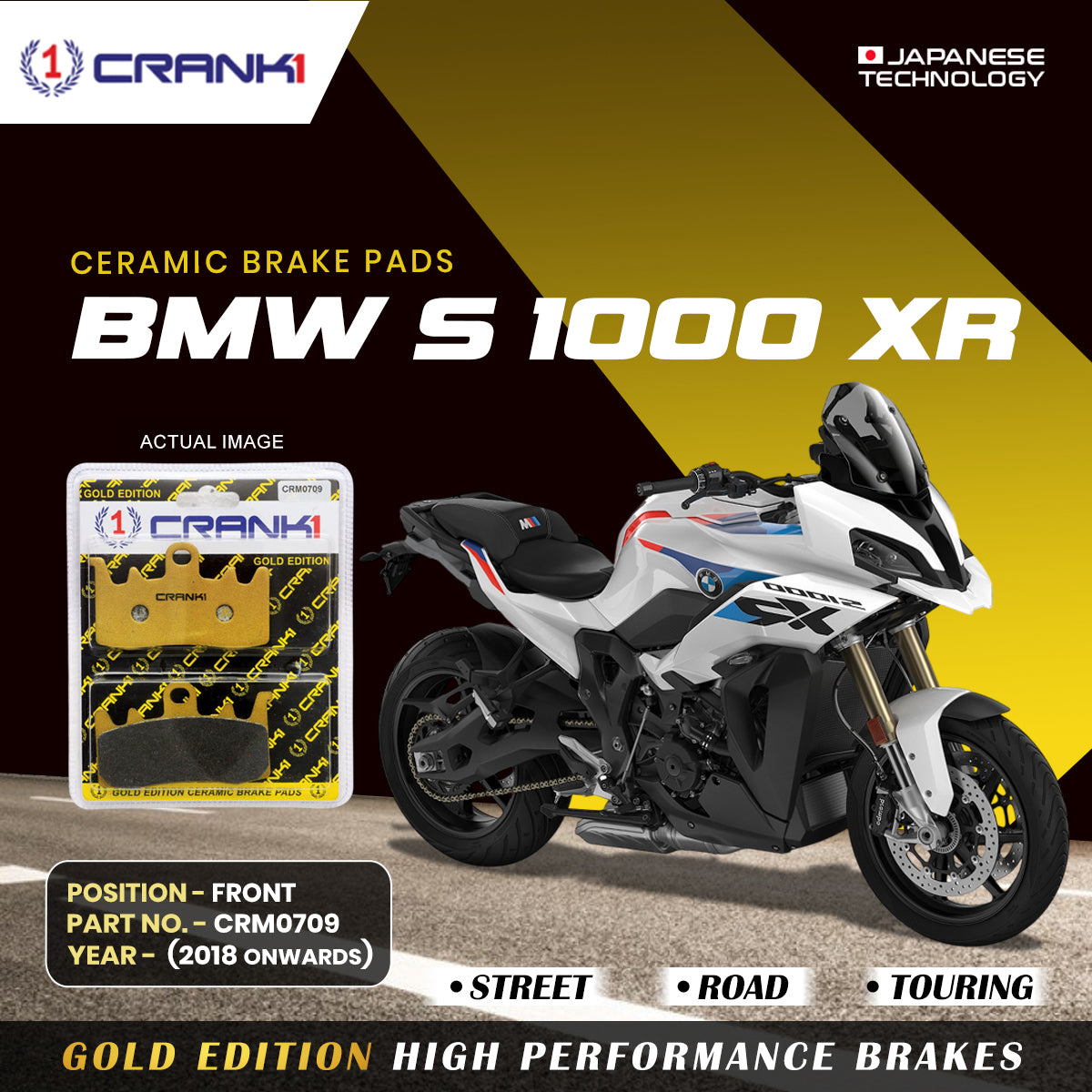 Ceramic Brake Pads For BMW S 1000 XR 2018 Onwards Front CRM0709 2 Sets CRANK1