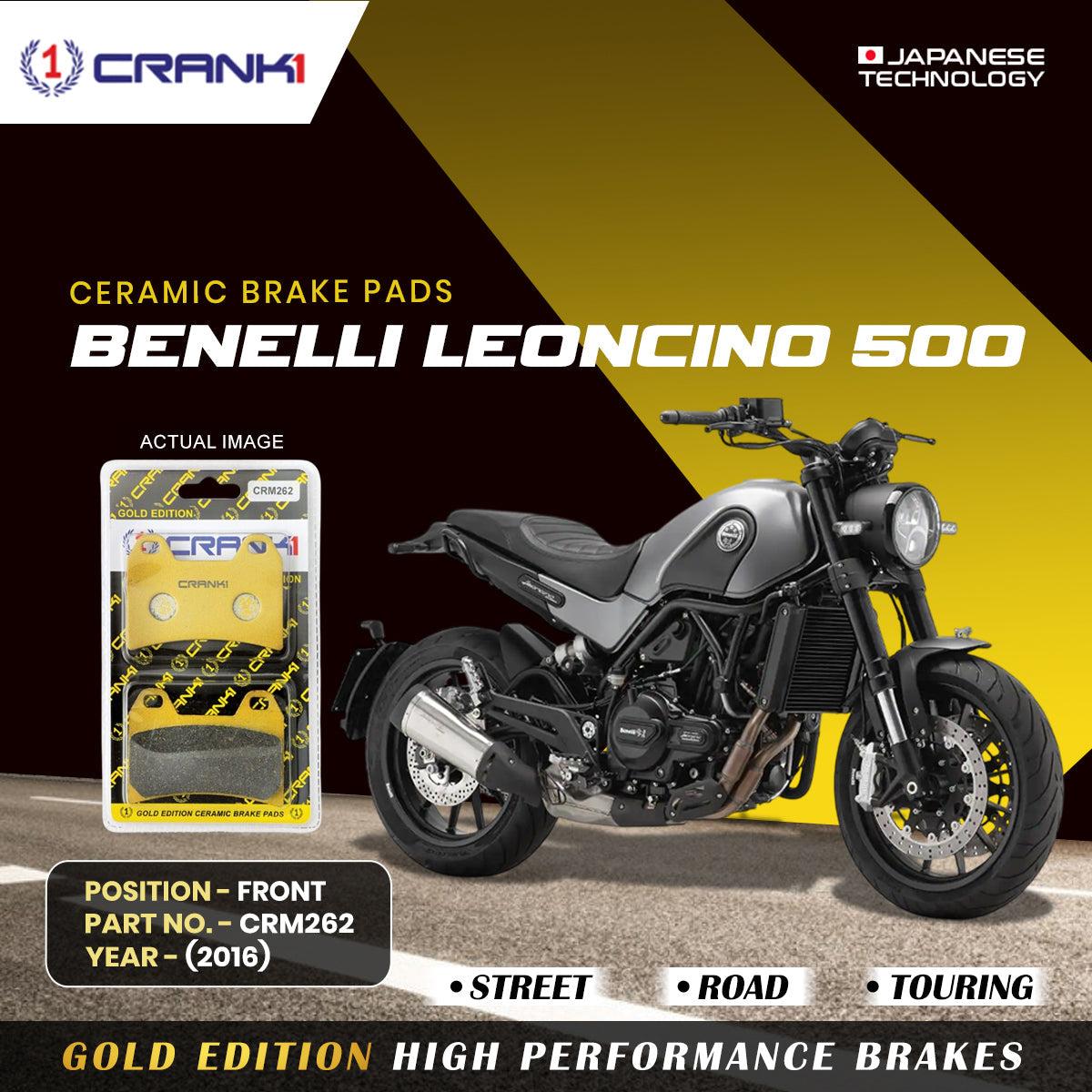 Ceramic Brake Pads For Benelli Leoncino 500 2016 Front CRM262 2 Sets CRANK1