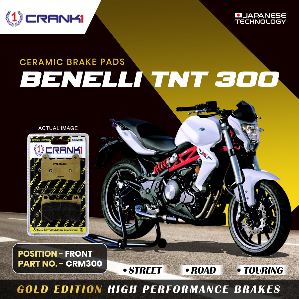 Ceramic Brake Pads For Benelli TNT 300 Front CRM300 1 Set CRANK1