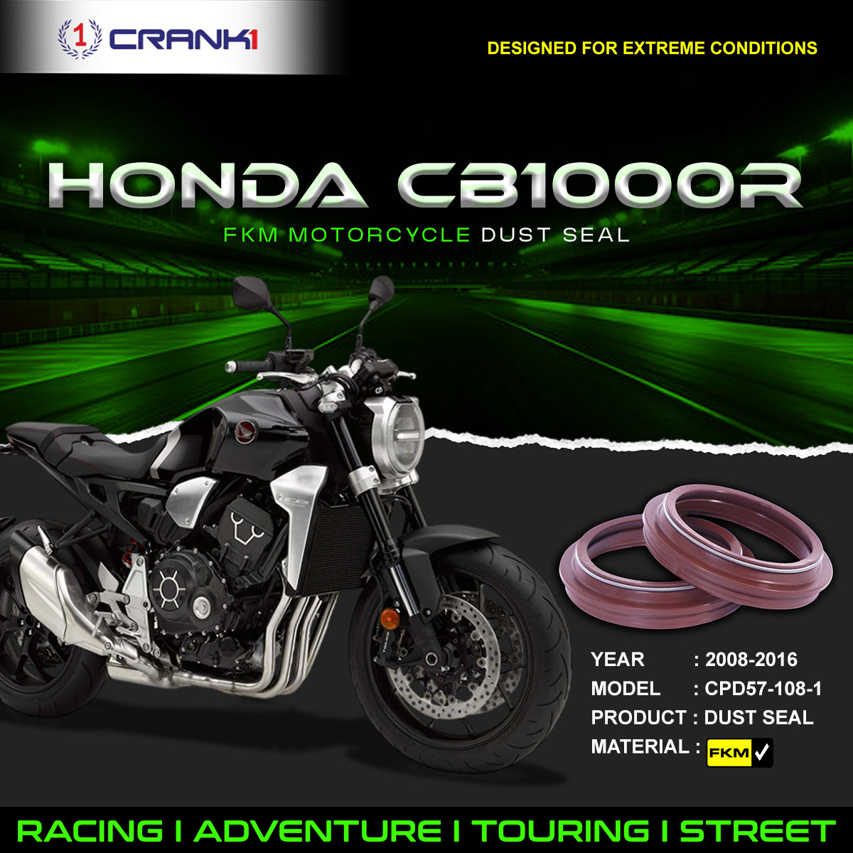 Fork Dust Seals Pair For Honda CB1000R 2008-2016 - CPD57-108-1 - CRANK1