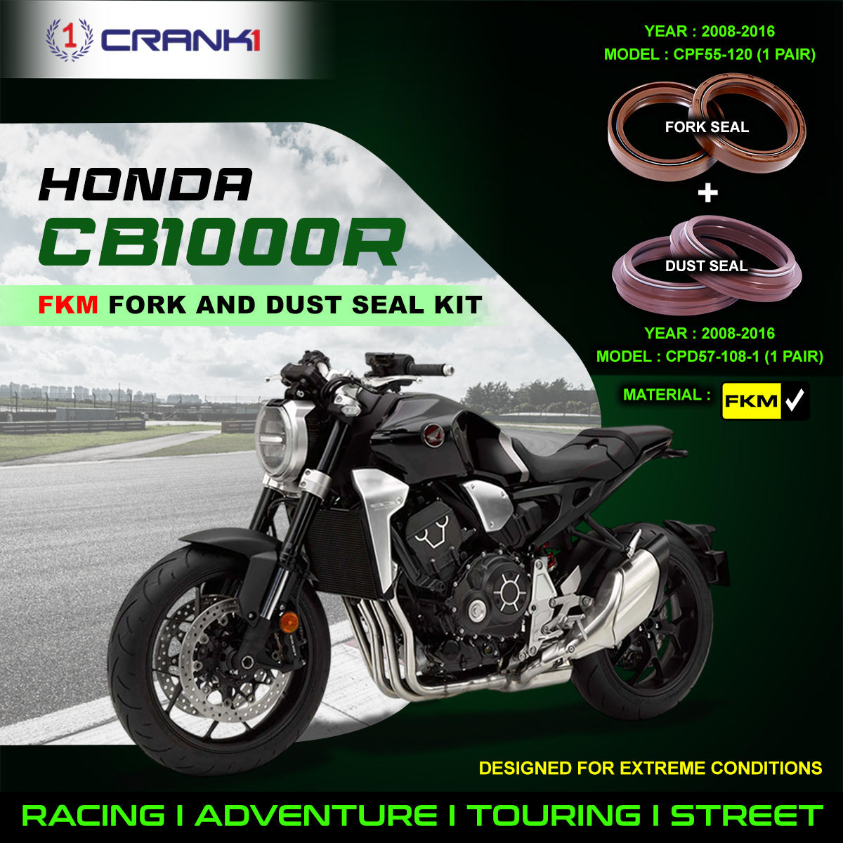 Fork And Dust Seals Kit For Honda CB1000R 2008-2016 - CRANK1