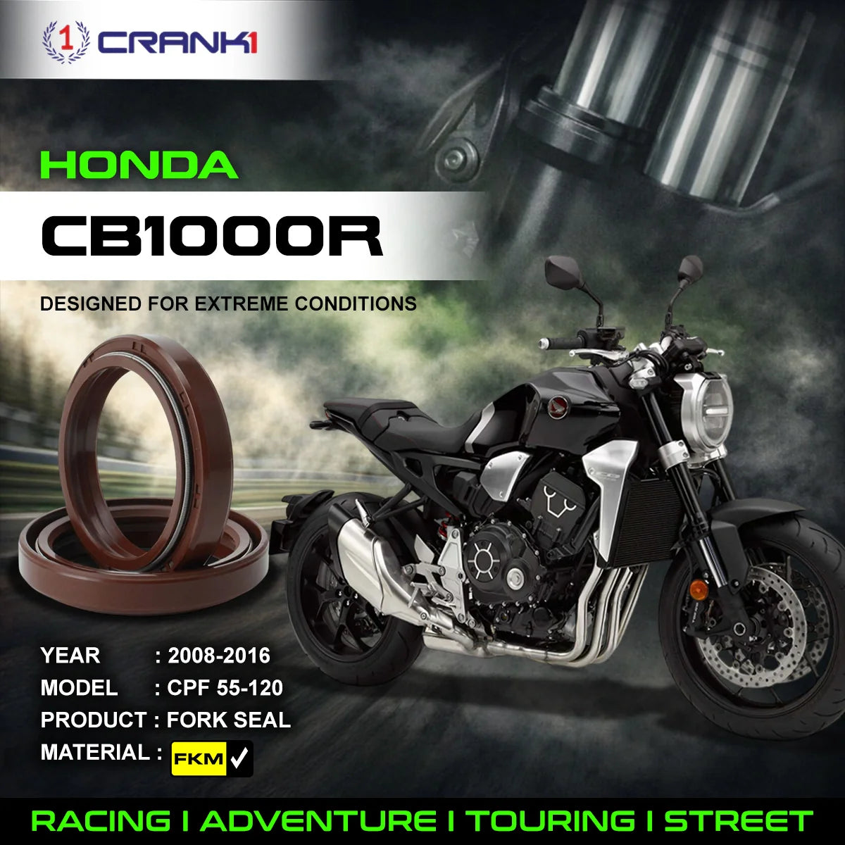 Fork Oil Seals Pair For Honda CB1000R 2008-2016 - CPF55-120 - CRANK1