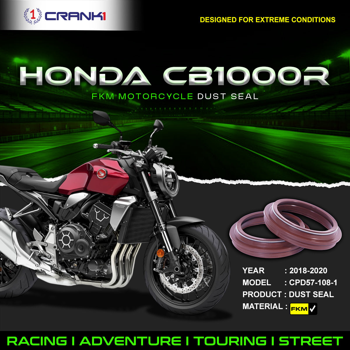 Fork Dust Seals Pair For Honda CB1000R 2018-2020 - CPD57-108-1 - CRANK1