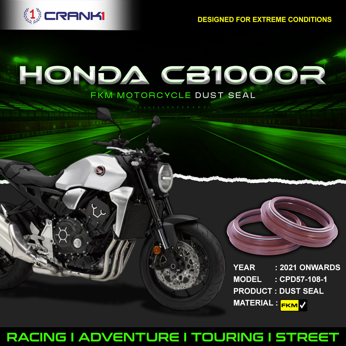 Fork Dust Seals Pair For Honda CB1000R 2021 Onwards - CPD57-108-1 - CRANK1