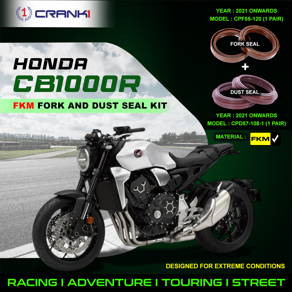 Fork And Dust Seals Kit For Honda CB1000R 2021 Onwards - CRANK1