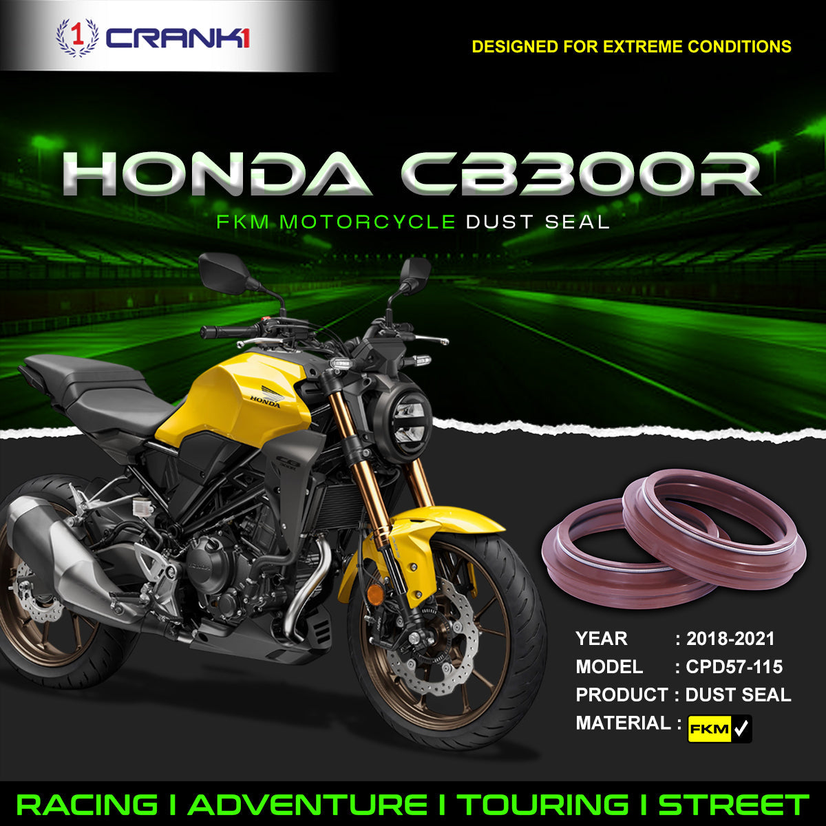 Fork Dust Seals Pair For Honda CB300R 2018-2021 - CPD57-115 - CRANK1