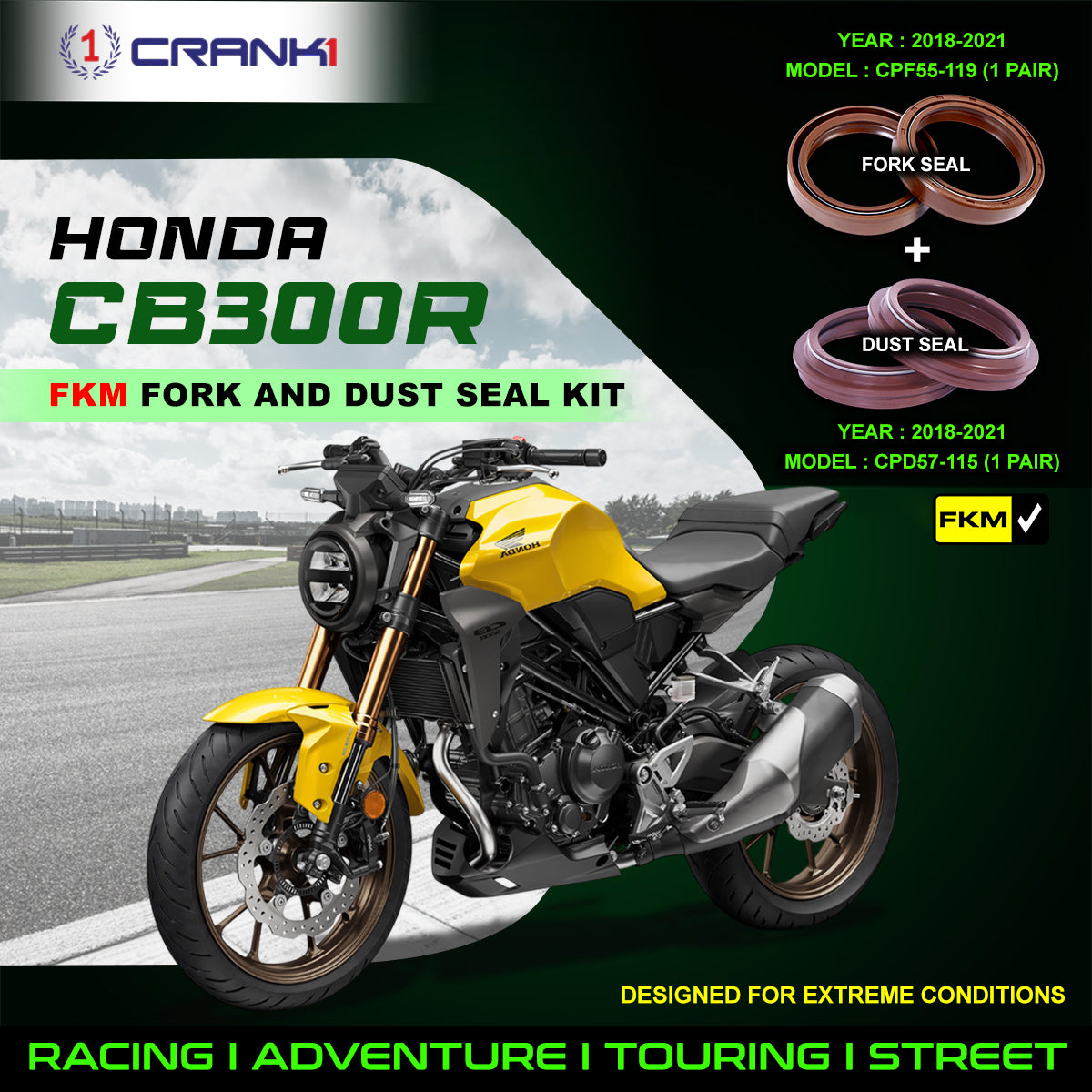 Fork And Dust Seals Kit For Honda CB300R 2018-2021 - CRANK1