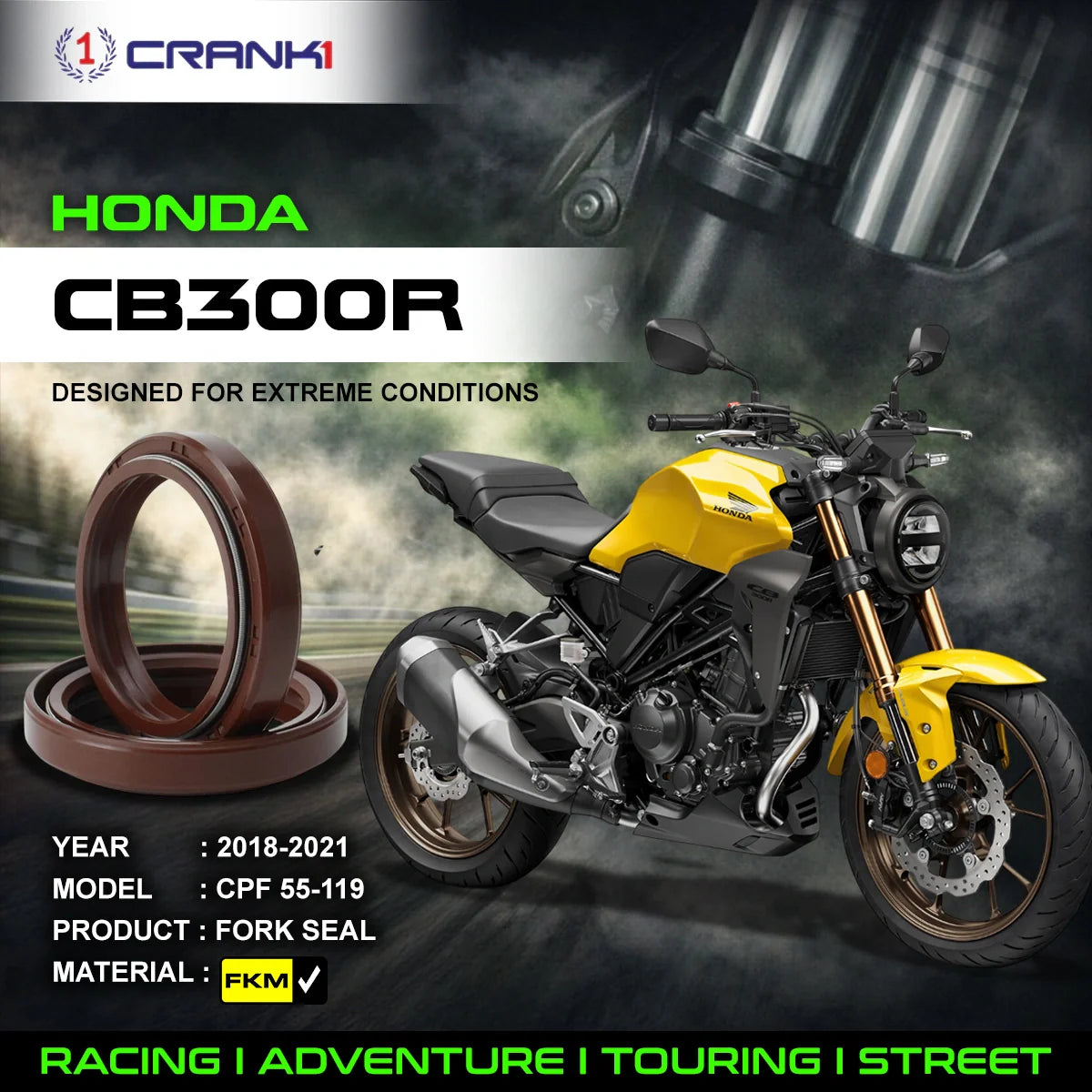 Fork Oil Seals Pair For Honda CB300R 2018-2021 - CPF55-119 - CRANK1