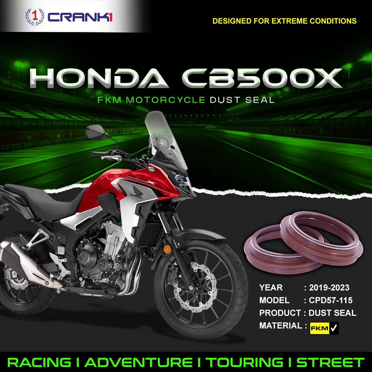 Fork Dust Seals Pair For Honda CB500X 2019-2023 - CPD57-115 - CRANK1