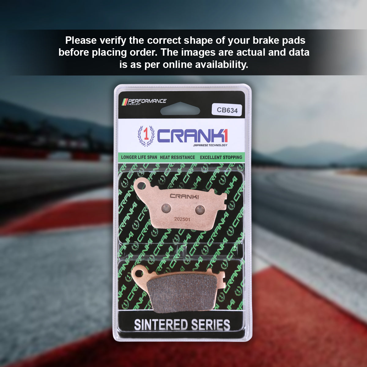 Sintered Brake Pads For Honda CBR 1000RR Abs Fireblade 2014-2016 - Rear - CB634 - 1 Set - CRANK1