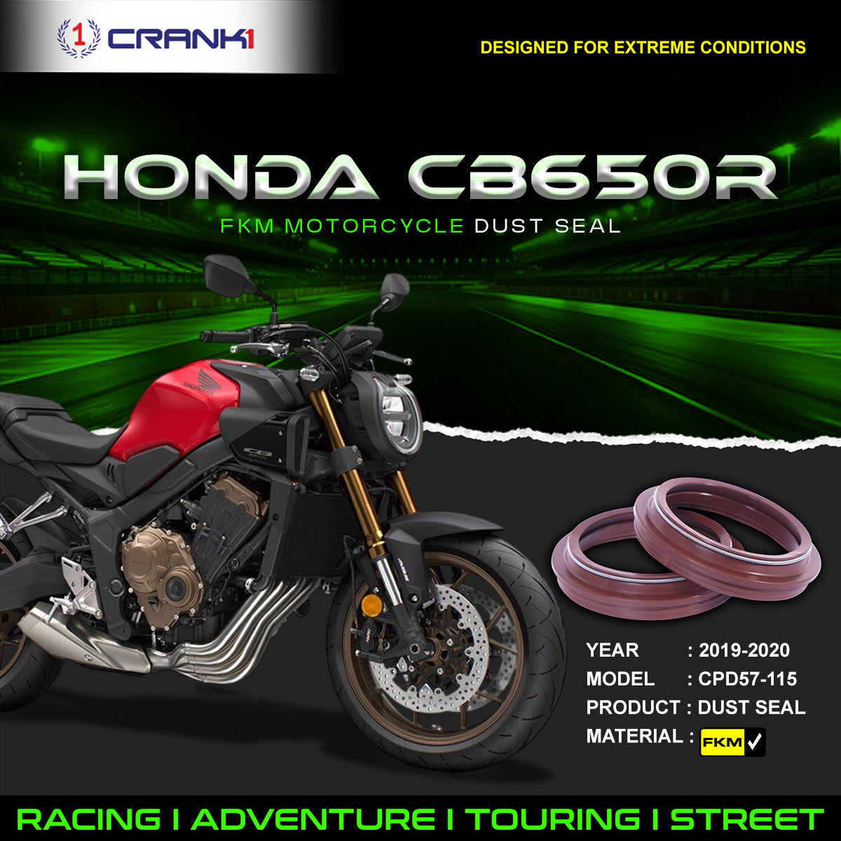Fork Dust Seals Pair For Honda CB650R 2019-2020 - CPD57-115 - CRANK1