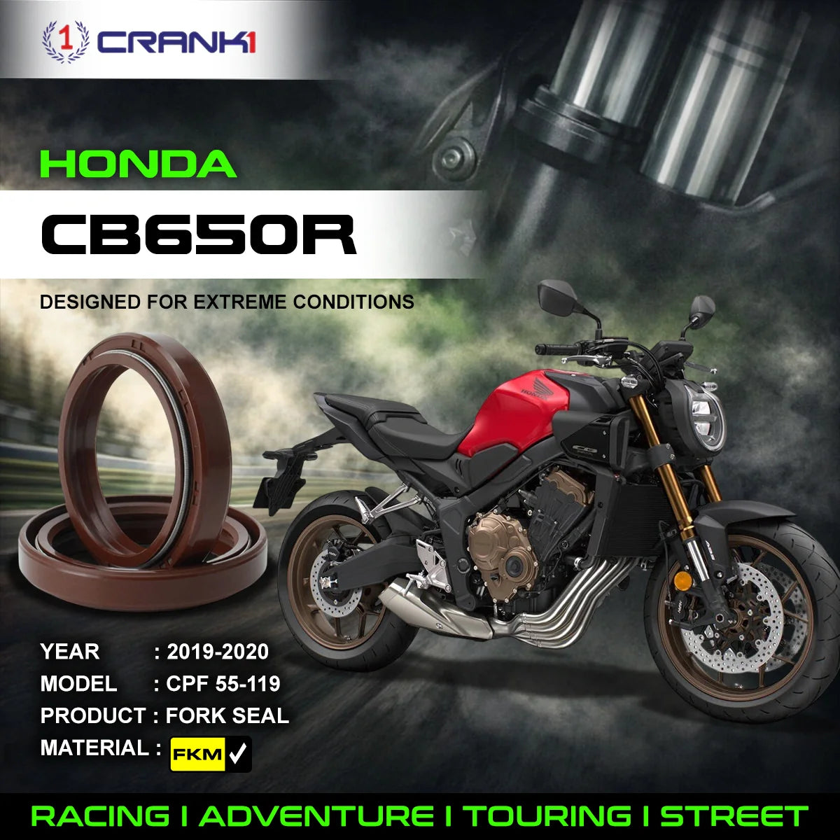 Fork Oil Seals Pair For Honda CB650R 2019-2020 - CPF55-119 - CRANK1