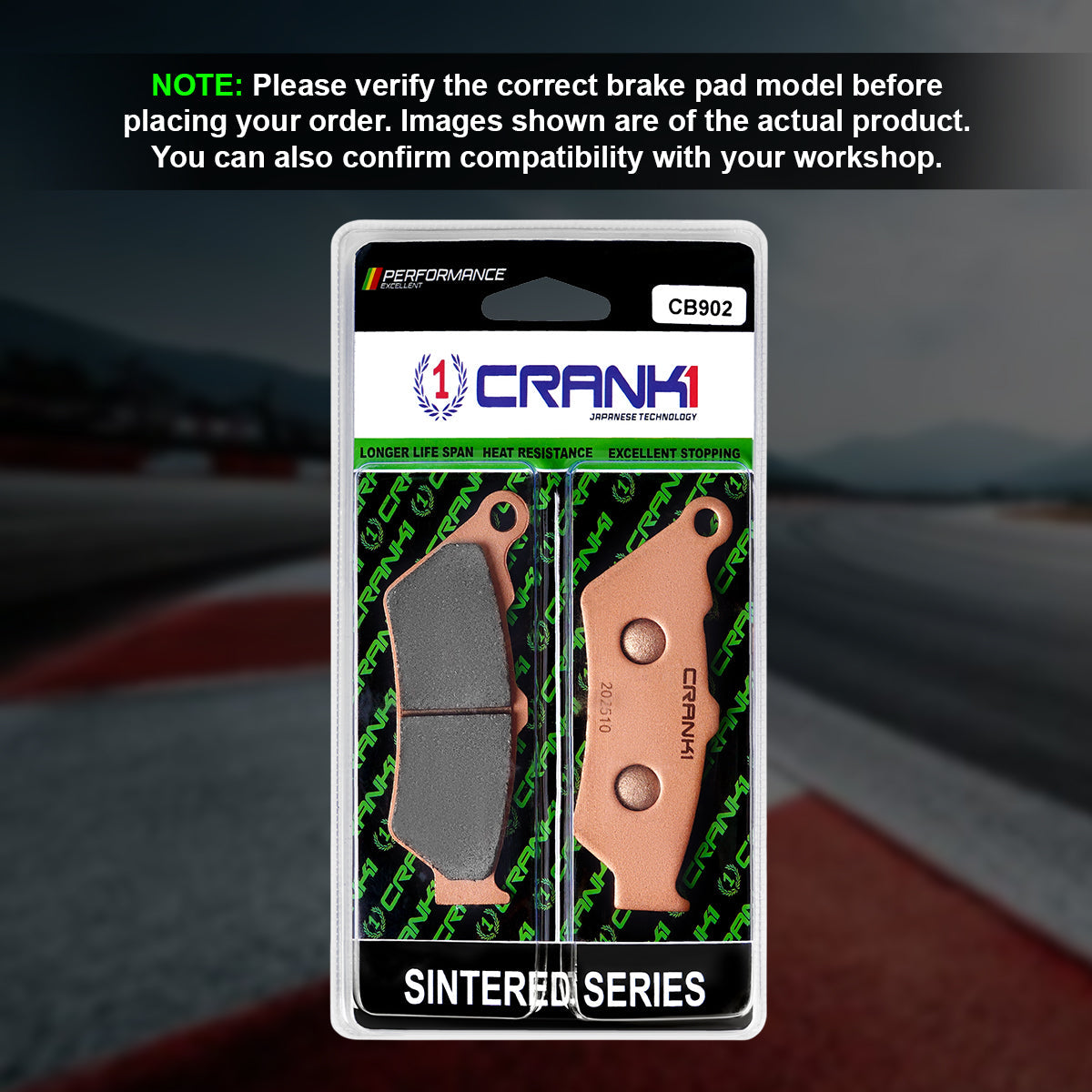 Sintered Brake Pads For Triumph Rocket 3 Storm 2013-2019 - Rear - CB902 - 1 Set - CRANK1