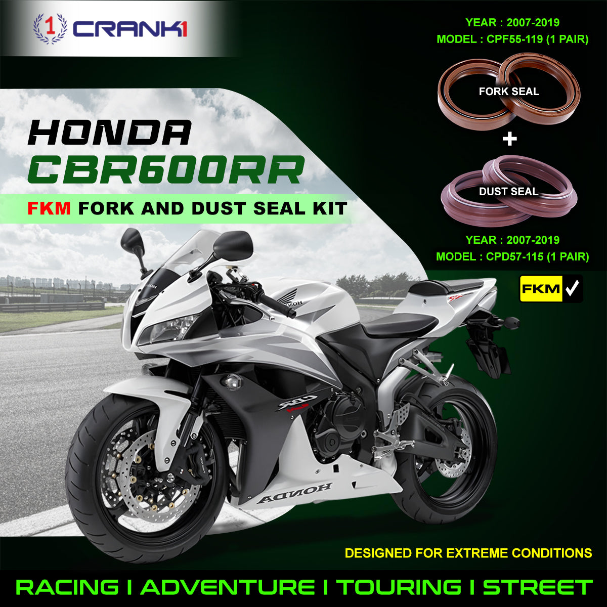 Fork And Dust Seals Kit For Honda CBR600RR 2007-2019 - CRANK1