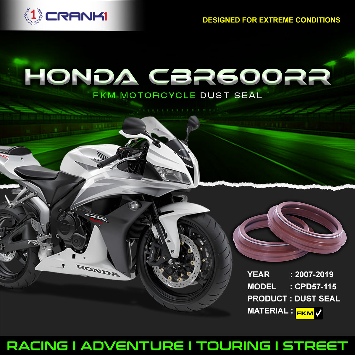Fork Dust Seals Pair For Honda CBR600RR 2007-2019 - CPD57-115 - CRANK1