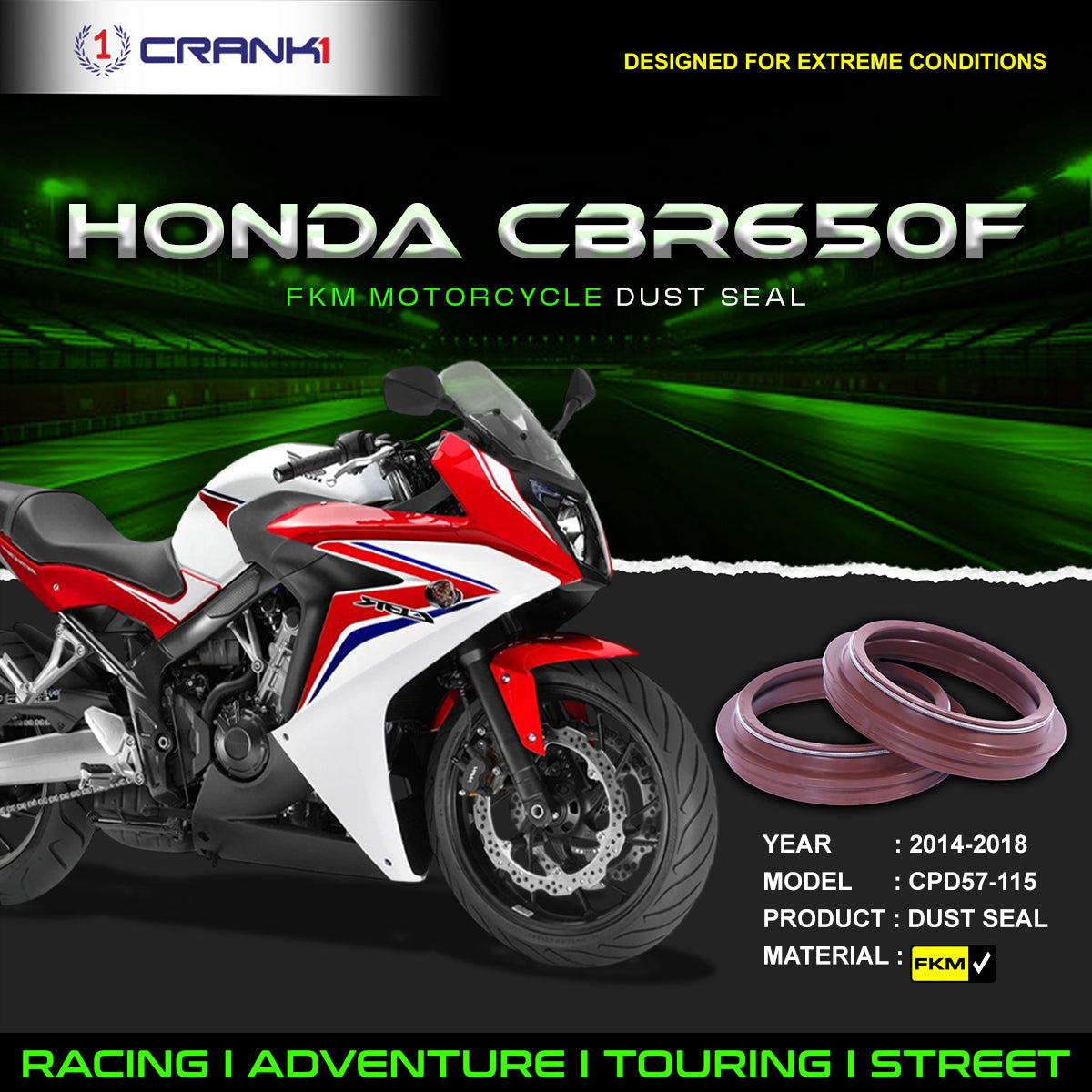 Fork Dust Seals Pair For Honda CBR650F 2014-2018 - CPD57-115 - CRANK1