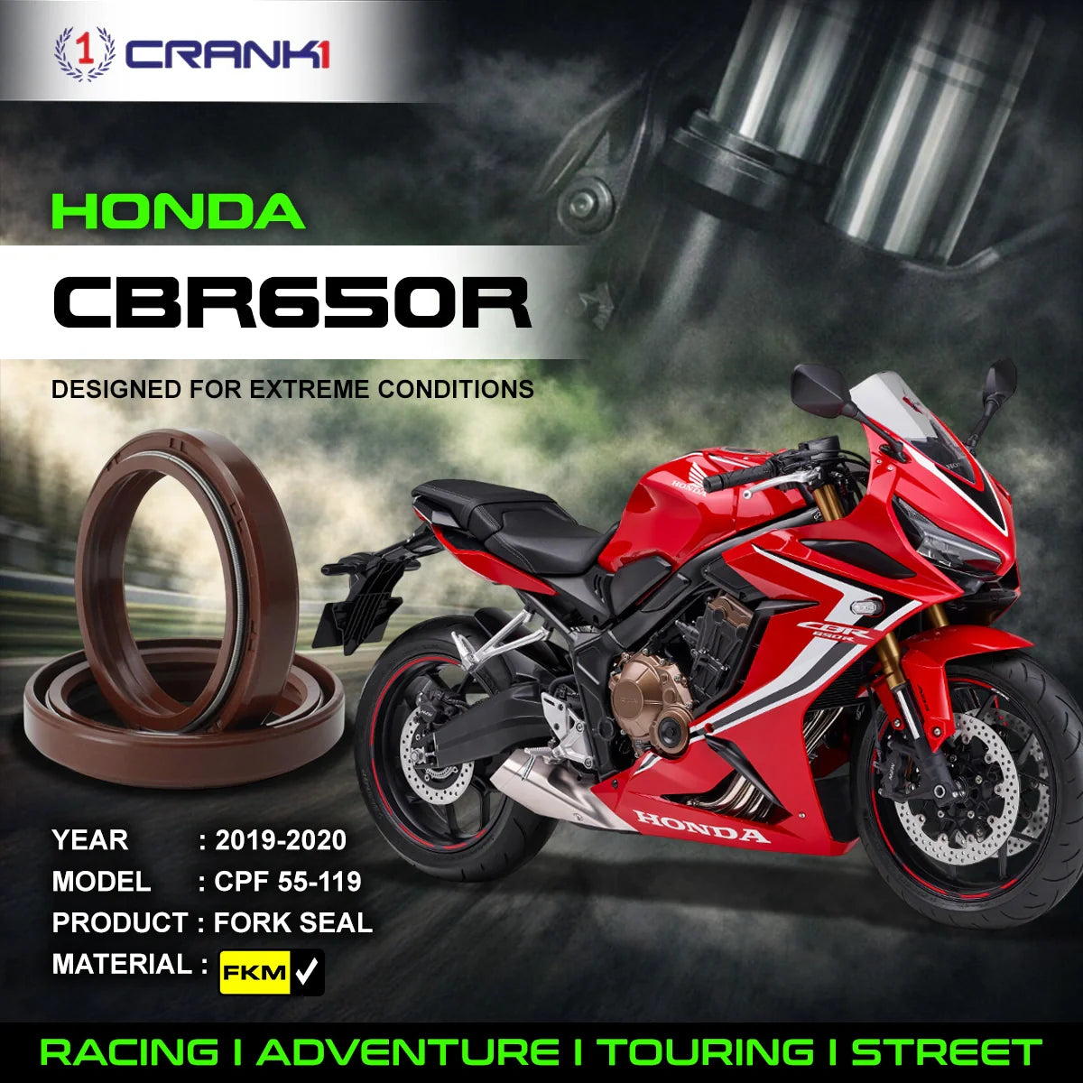 Fork Oil Seals Pair For Honda CBR650R 2019-2020 - CPF55-119 - CRANK1