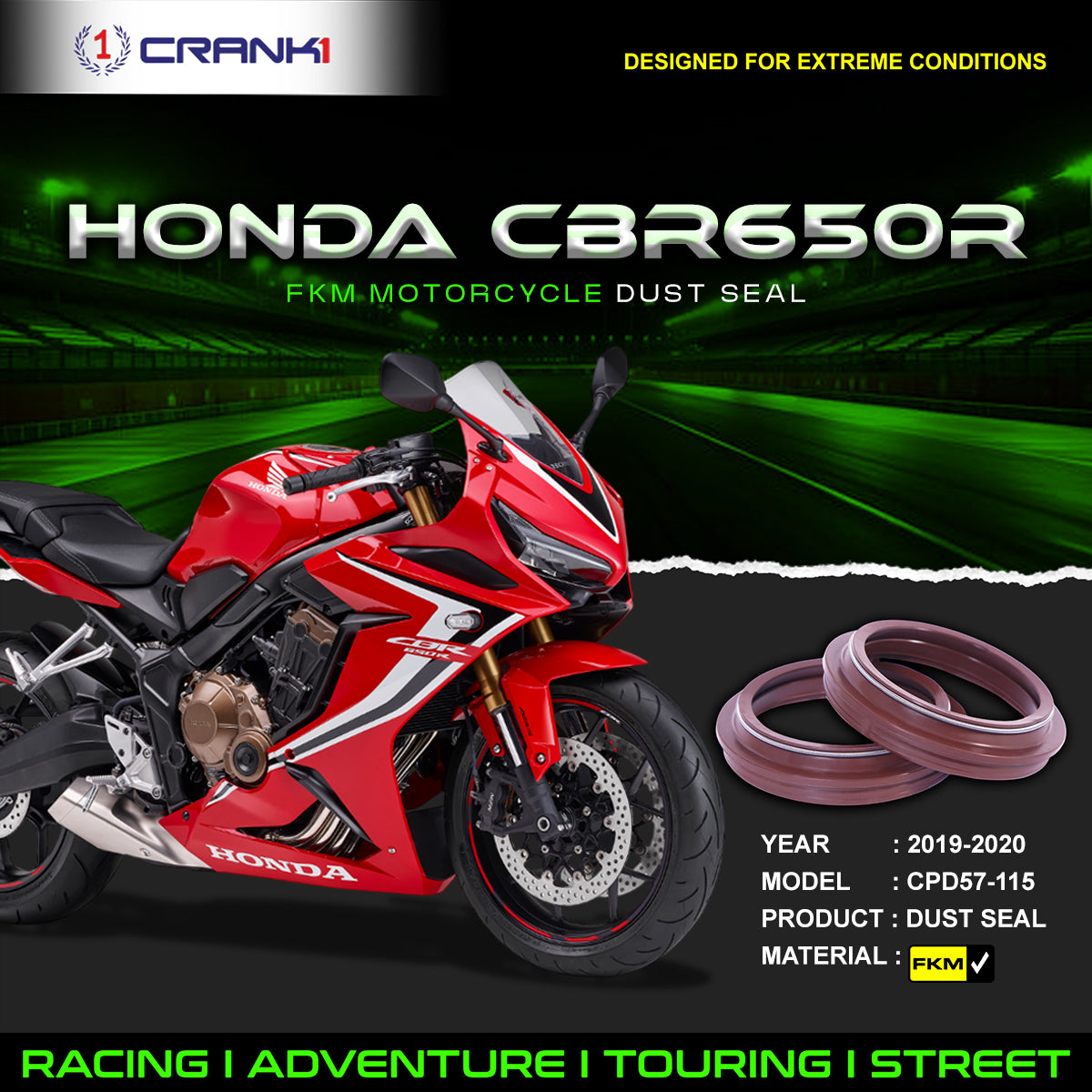 Fork Dust Seals Pair For Honda CBR650R 2019-2020 - CPD57-115 - CRANK1