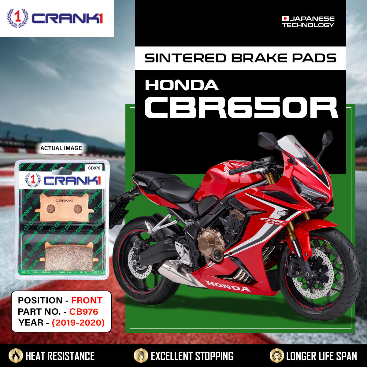 Sintered Brake Pads For Honda CBR650R 2019-2020 - Front - CB976 - 2 Sets - CRANK1