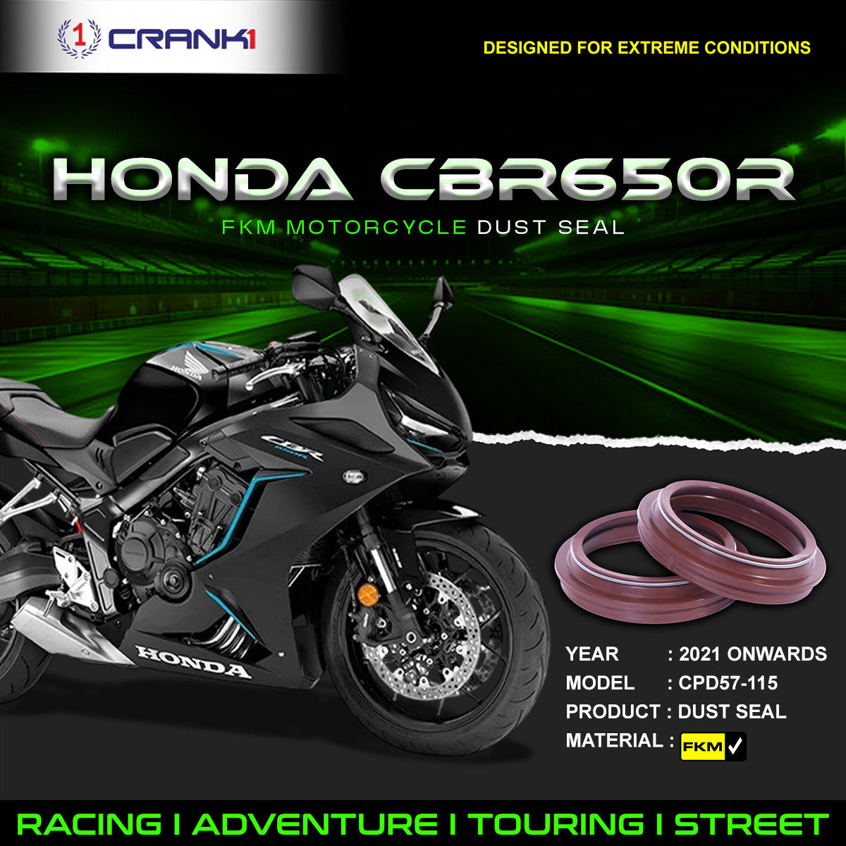Fork Dust Seals Pair For Honda CBR650R 2021 Onwards - CPD57-115 - CRANK1