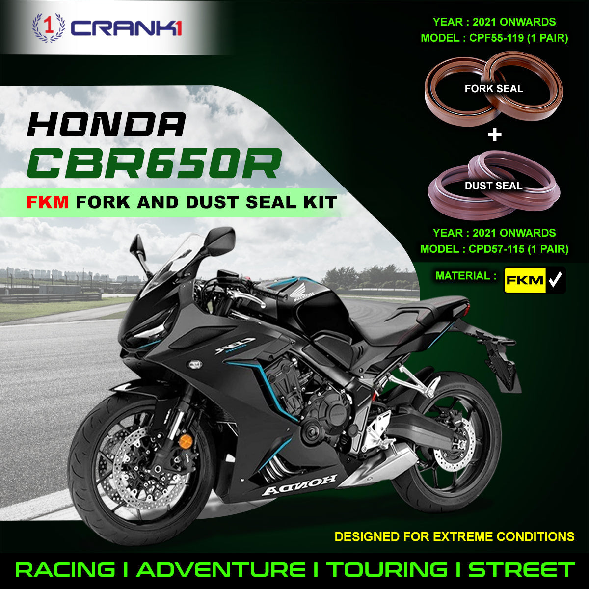 Fork And Dust Seals Kit For Honda CBR650R 2021 Onwards - CRANK1