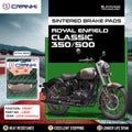 Sintered Brake Pads For Royal Enfield Classic 350 500 2016 Onwards - Front - CB181 - 1 Set - CRANK1