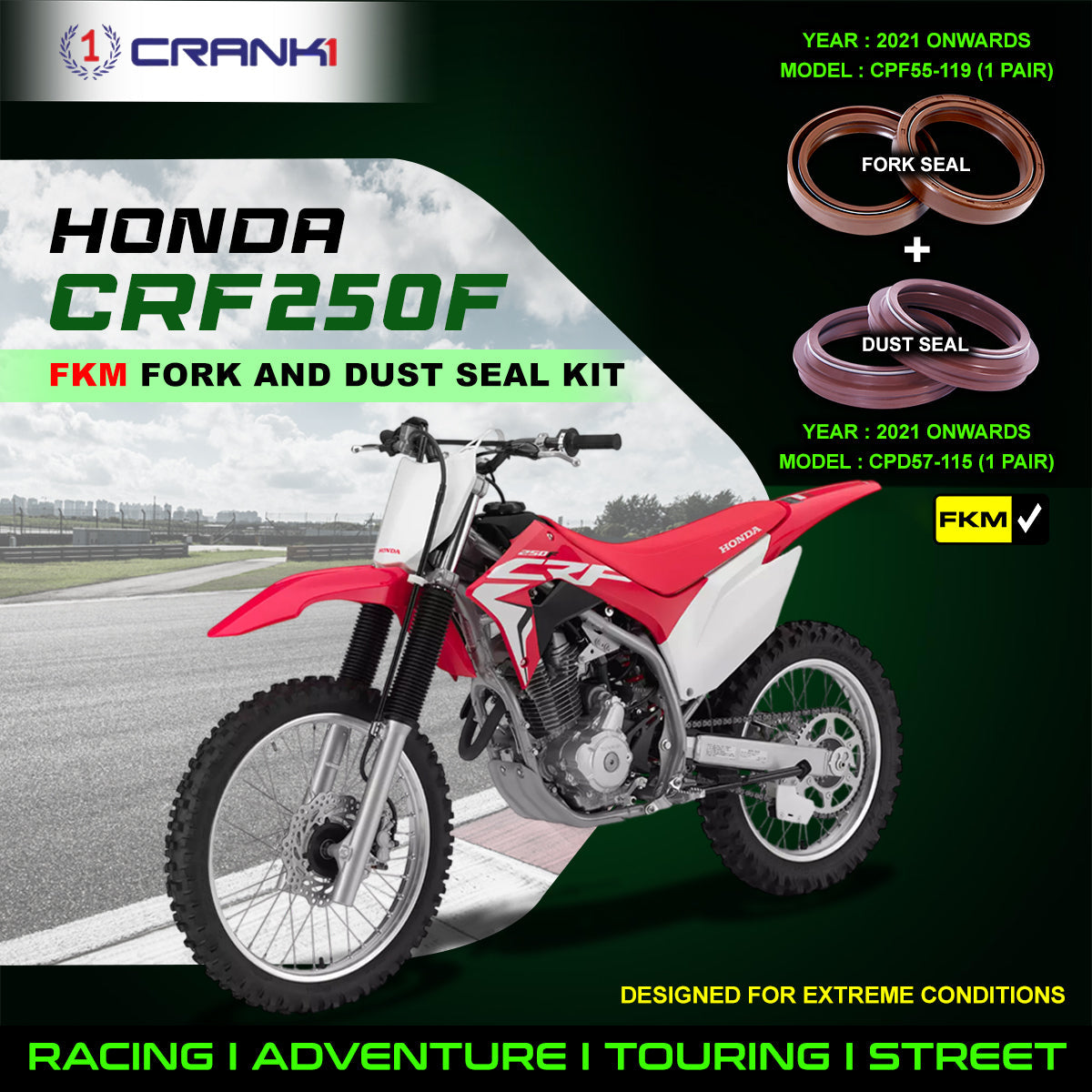 Fork And Dust Seals Kit For Honda CRF250F 2021 Onwards - CRANK1