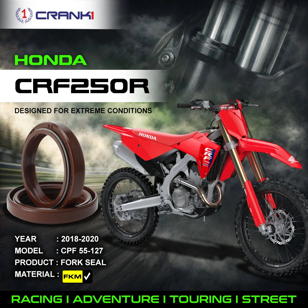 Fork Oil Seals Pair For Honda CRF250R 2018-2020 - CPF55-127 - CRANK1