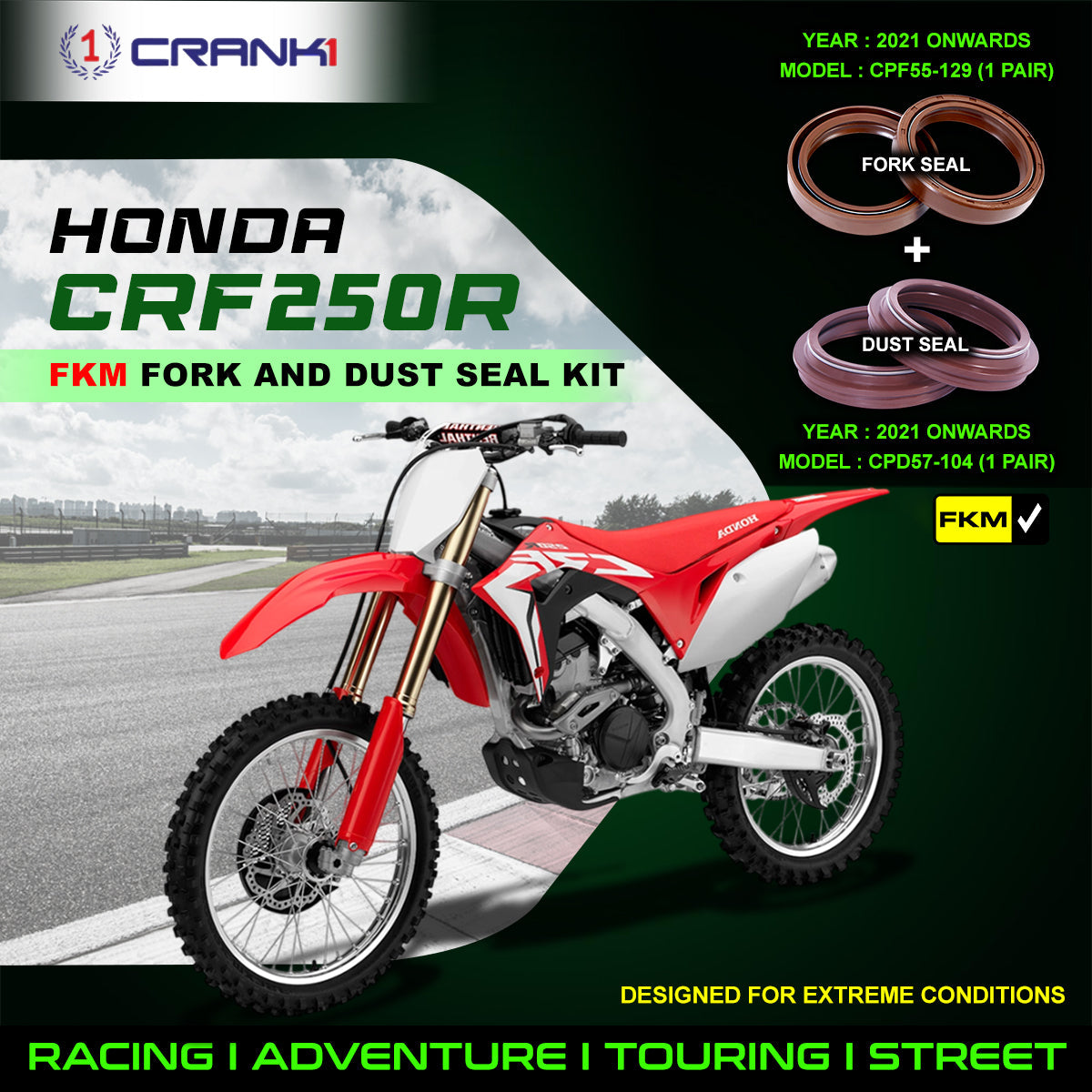 Fork And Dust Seals Kit For Honda CRF250R 2021 Onwards - CRANK1