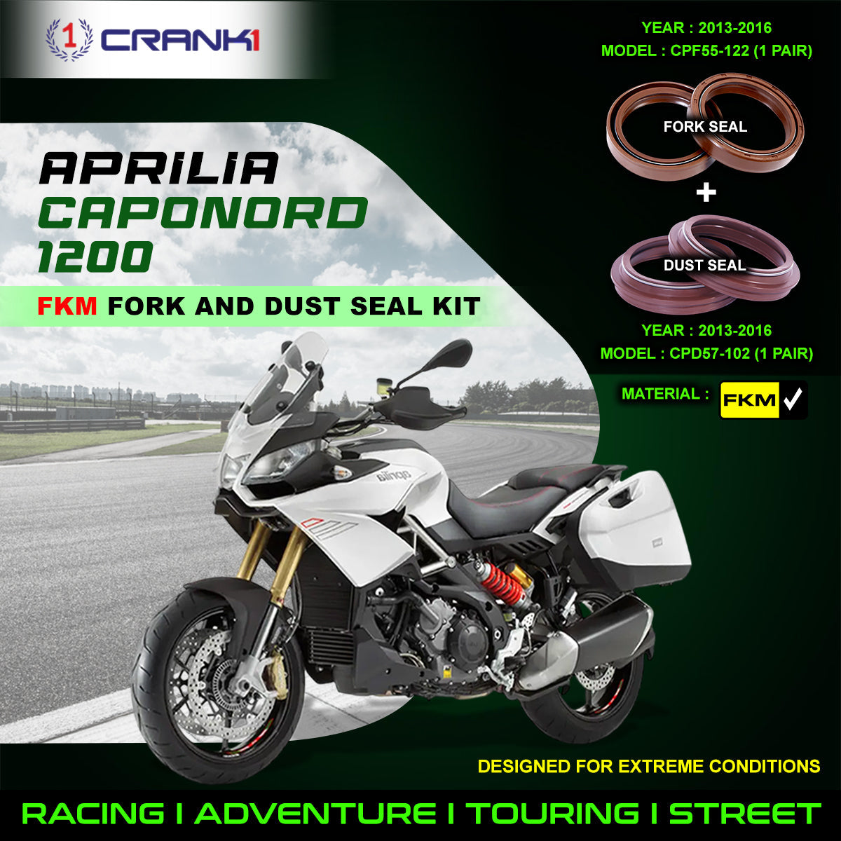Fork And Dust Seals Kit For Aprilia Caponord 1200 2013-2016 - CRANK1
