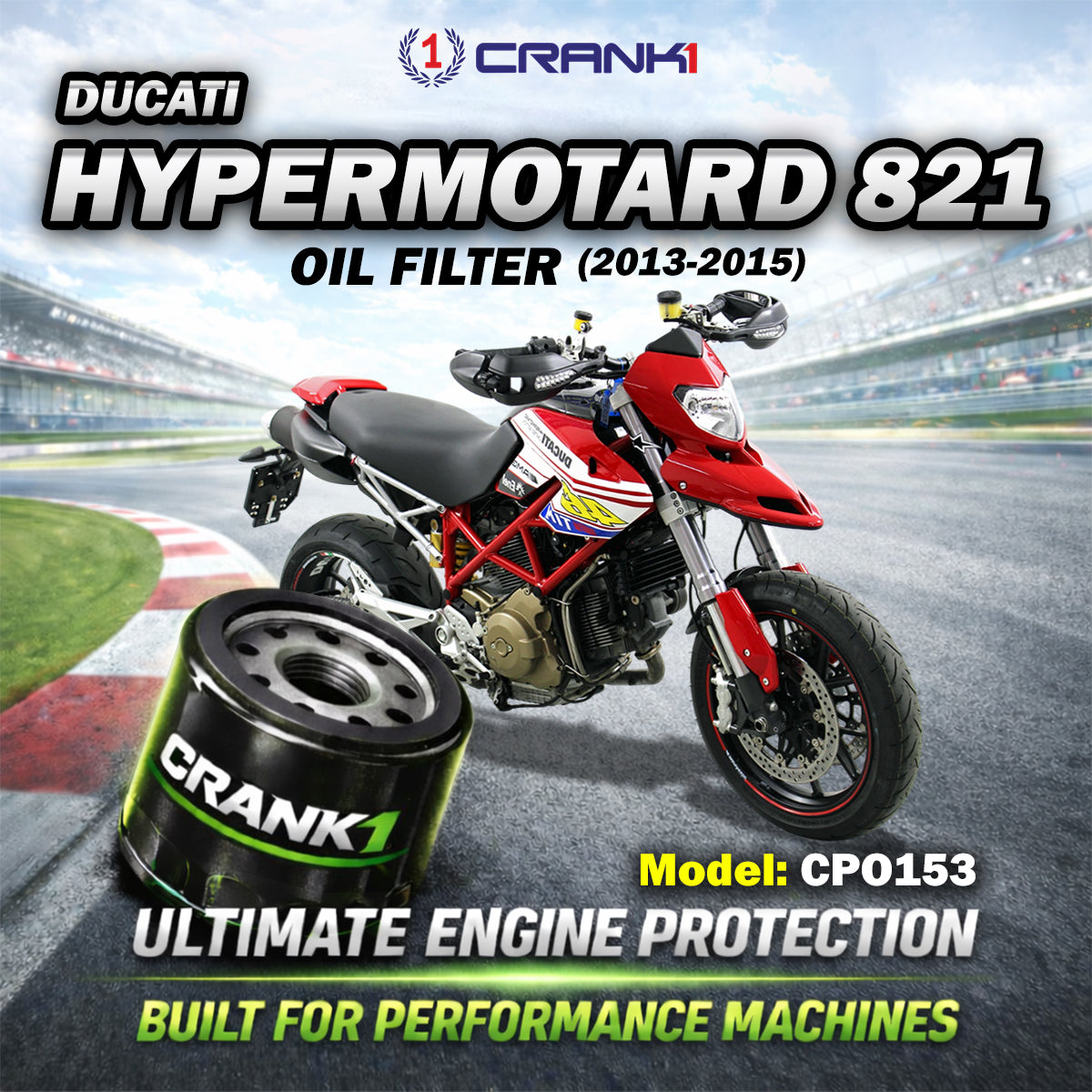 Oil Filter For Ducati Hypermotard 821 2013-2015 - CPO153 - CRANK1