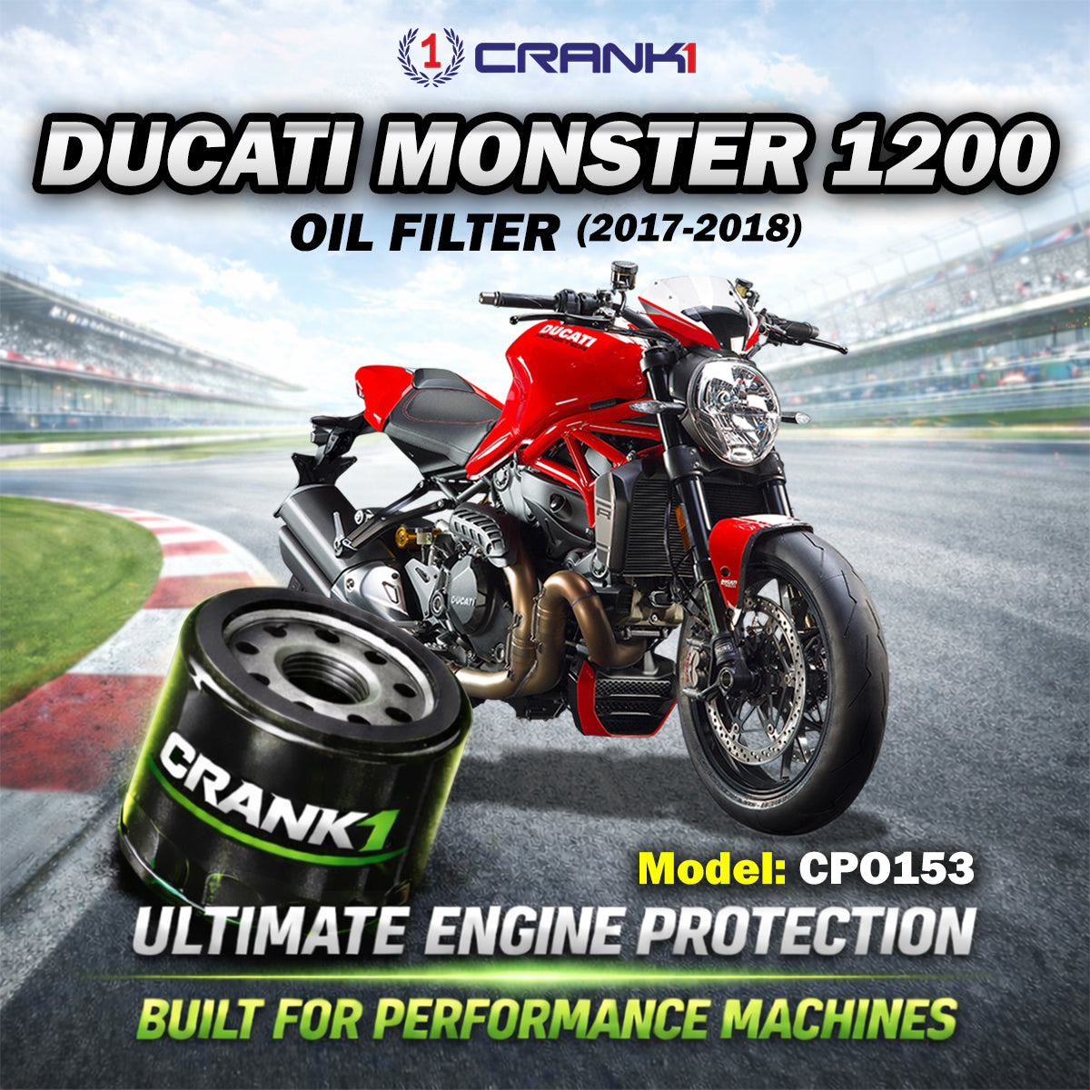 Oil Filter For Ducati Monster 1200 2017-2018 - CPO153 - CRANK1