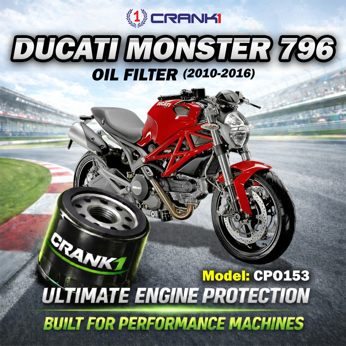 Oil Filter For Ducati Monster 796 2010-2016 - CPO153 - CRANK1