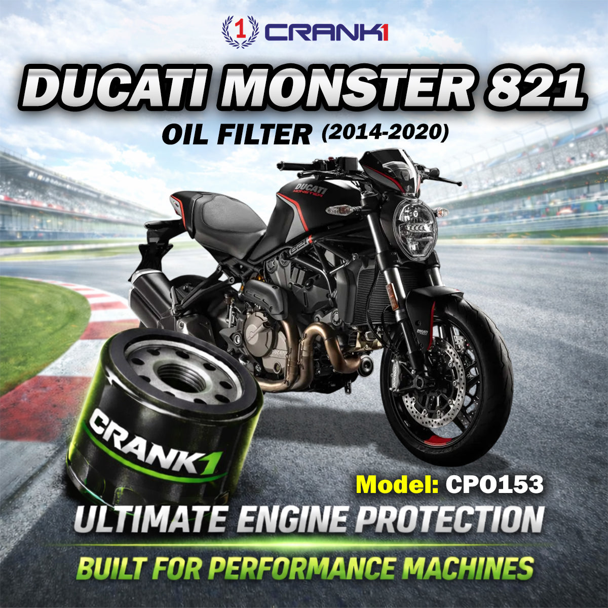 Oil Filter For Ducati Monster 821 2014-2020 - CPO153 - CRANK1