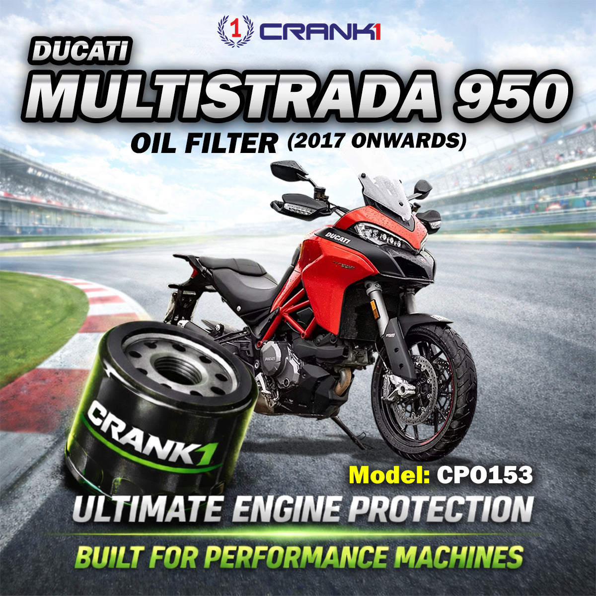 Oil Filter For Ducati Multistrada 950 2017 Onwards - CPO153 - CRANK1