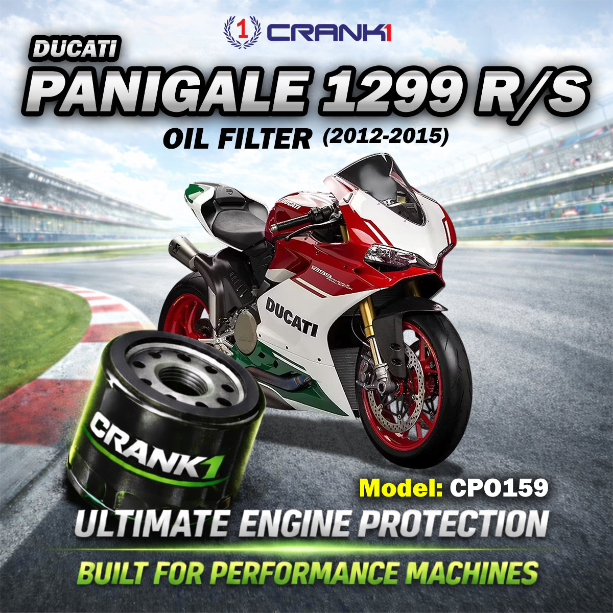 Oil Filter For Ducati Panigale 1299 R S 2012-2015 - CPO159 - CRANK1
