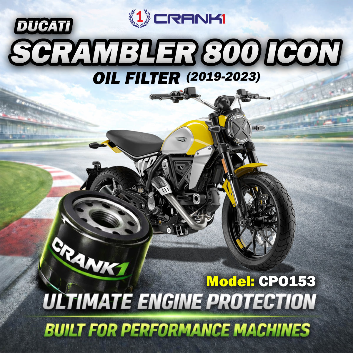 Oil Filter For Ducati Scrambler 800 Icon 2019-2023 - CPO153 - CRANK1