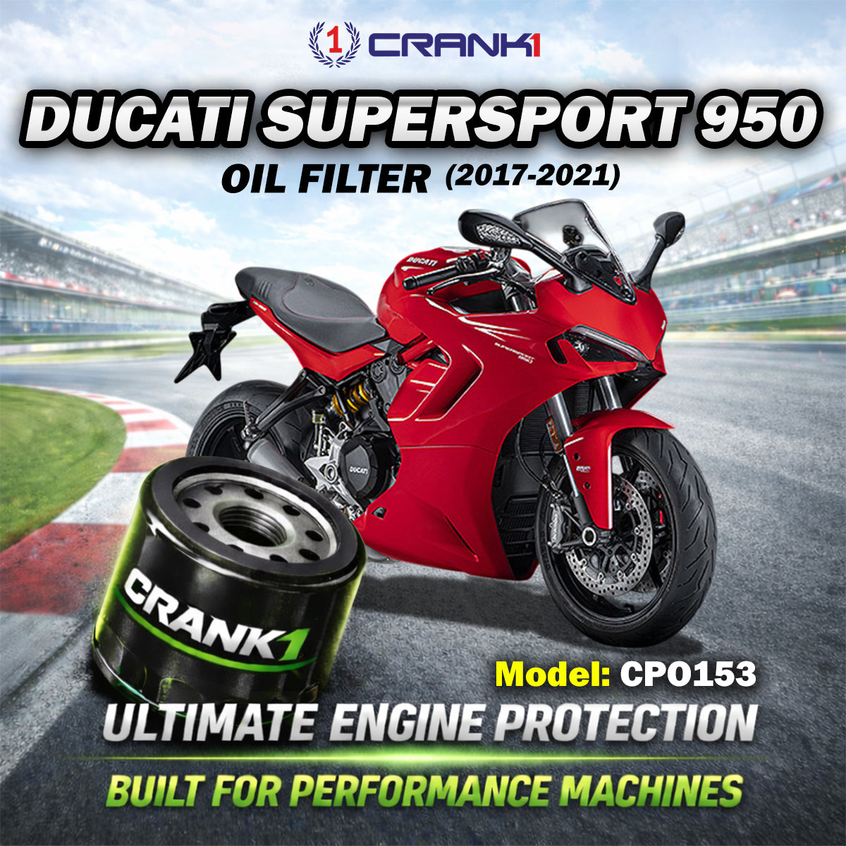 Oil Filter For Ducati SuperSport 950 2017-2021 - CPO153 - CRANK1