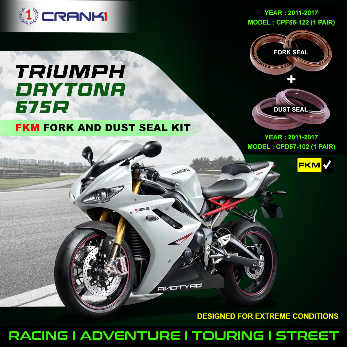 Fork And Dust Seals Kit For Triumph Daytona 675R 2011-2017 - CRANK1