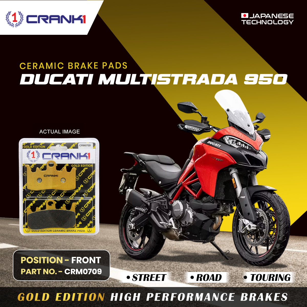 Ceramic Brake Pads For Ducati Multistrada 950 Front CRM0709 2 Sets CRANK1