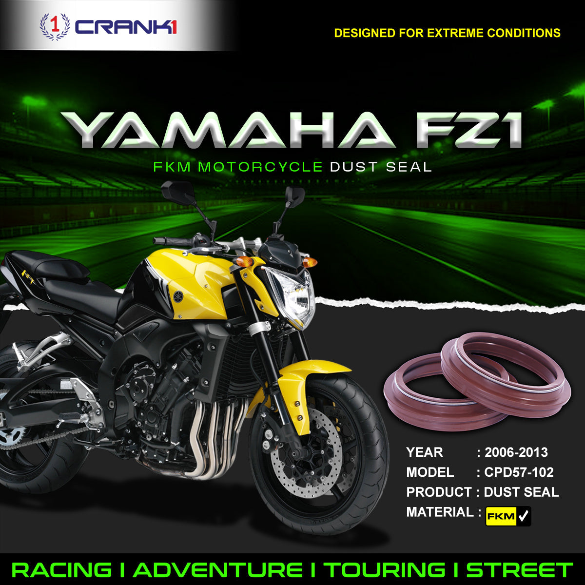 Fork Dust Seals Pair For Yamaha FZ1 2006-2013 - CPD57-102 - CRANK1